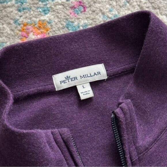 Peter Millar Melange Perth Performance Eggplant Purple 1/4 Zip Pullover Large - Picture 7 of 9